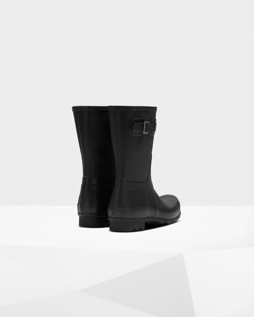 Mens Hunter Short Rain Boots Black - Original Exploded Logo Texture - 4850179-WL